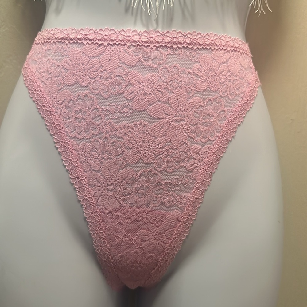 ✨💕NWT Victoria's Secret PINK Wink Charmed Fruit Strappy Thong Panty L Lace Pink💕 - Picture 13 of 16